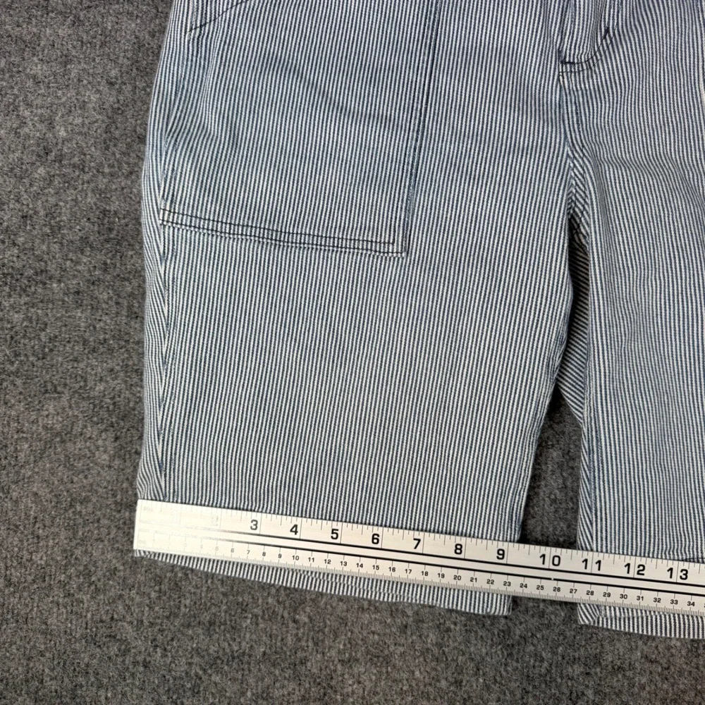 Duluth Trading Co Hickory Stripe Carpenter Shorts 12 Blue White Utility Workwear
